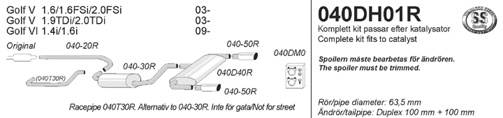 Avgassystem 040DH01R